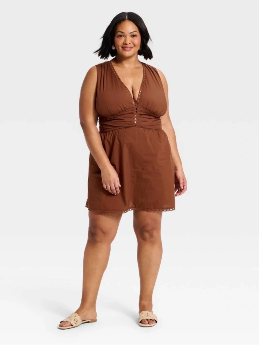a new day Rust Brown V-Neck Sleeveless Dress